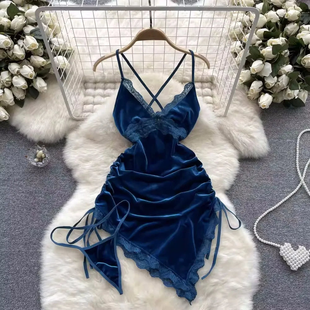 Seductive V-Neck Nightwear Set - Erotic Lingerie for Women