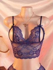 Women Floral Lace Bra Shorts Set