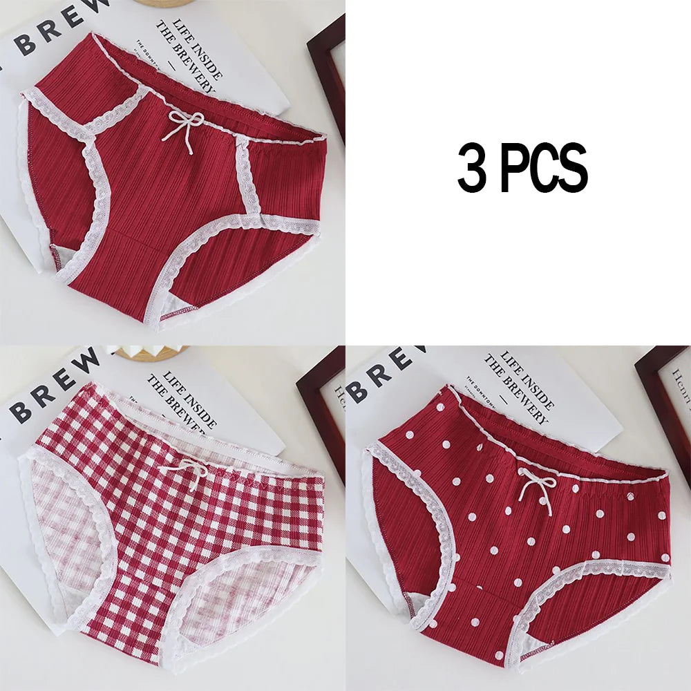 Cute Cotton Mid-Rise Panty Set 3 Pack