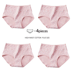 Plus Size Love High Waist Briefs 4pcs