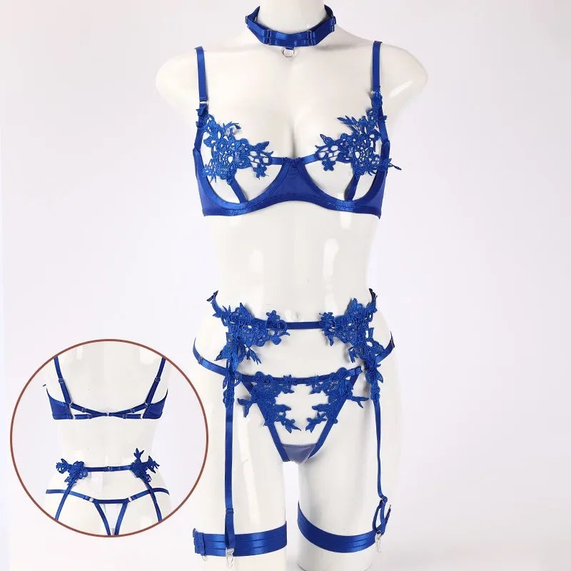 Sexy Lace Splicing Lingerie – Women’s Embroidered Cross Design