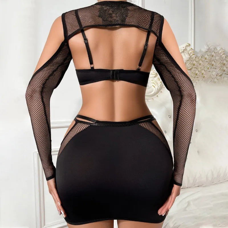 Sultry Mesh 4-Piece Lingerie Set
