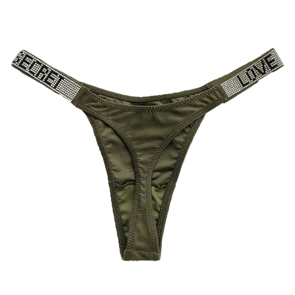 Rhinestone Low-Rise Fitness Thong