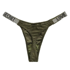 Rhinestone Low-Rise Fitness Thong