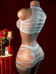Women Fishnet Hollow Two Piece Lingerie Set