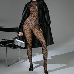 Lace Knit Mock Neck Full Body Catsuit