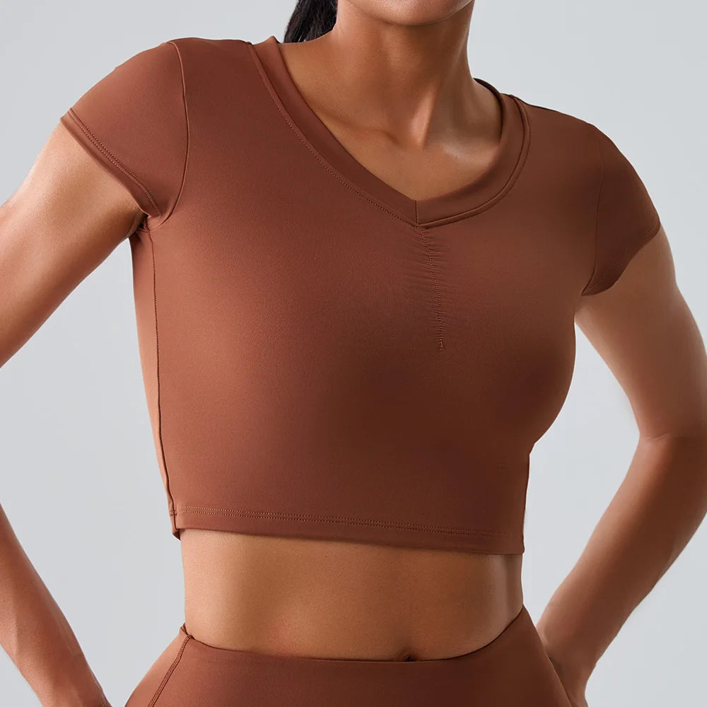 Women’s Short-Sleeved Push-Up Yoga Top