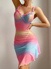 Rainbow Silky Romantic Nightdress