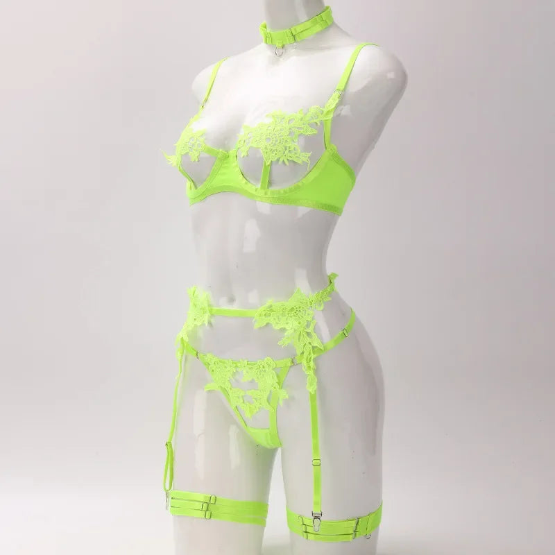 Sexy Lace Splicing Lingerie – Women’s Embroidered Cross Design