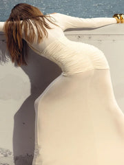 Elegant Mesh Long Sleeve Bodycon Dress