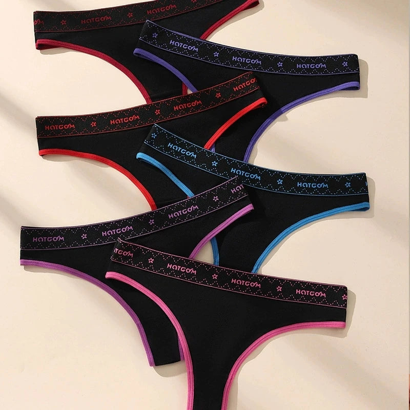 6-Piece Low Rise Letter Print G-Strings