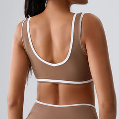 Women’s Push-Up Fitness Crop Bra – Splice Design Tank Top