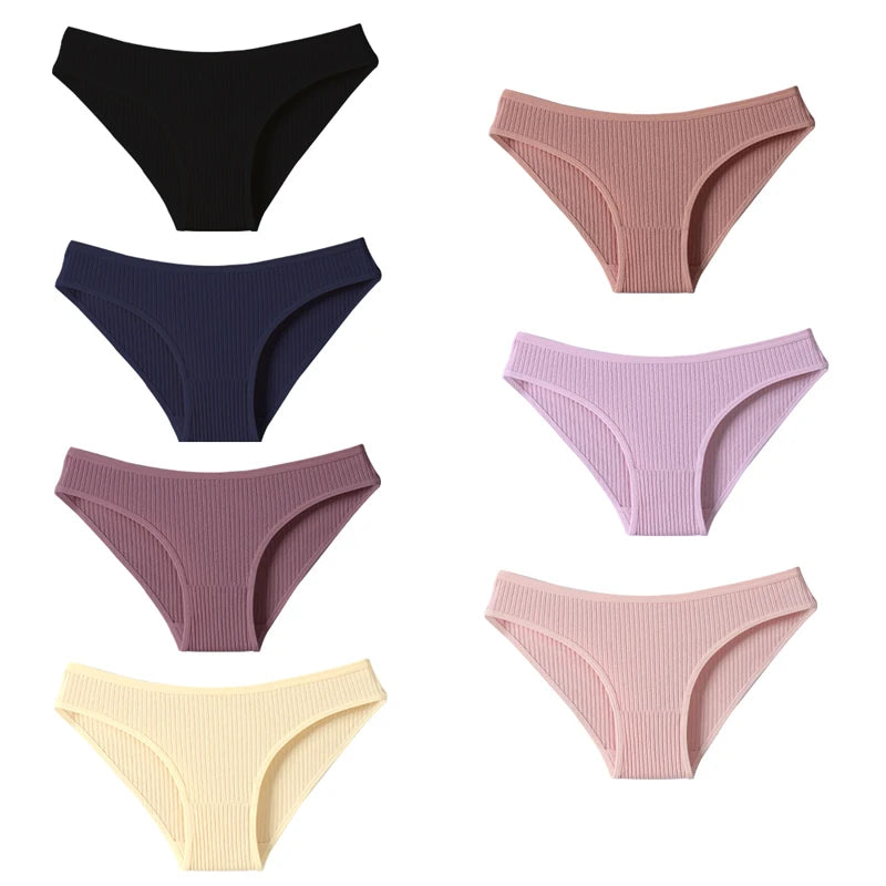 Women Ribbed Cotton Bikini Briefs 7-Piece