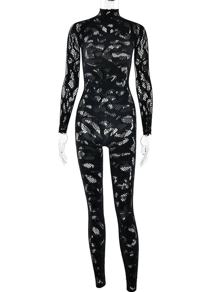 Black lace bodysuit on a white background