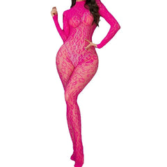 Lace Knit Mock Neck Full Body Catsuit
