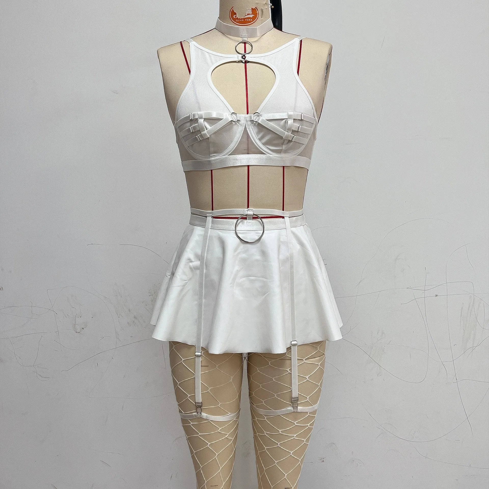 Hollow Out Leather Apron Lingerie
