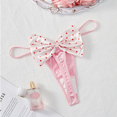 Women’s Kawaii Japanese Satin Thong – Pink Bow Lingerie Panties | Cute & Sexy Underwear