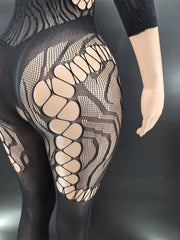 Women Fishnet Hollow Bodystocking Long Sleeve