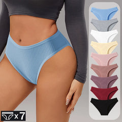 Women Ribbed Cotton Bikini Briefs 7-Piece