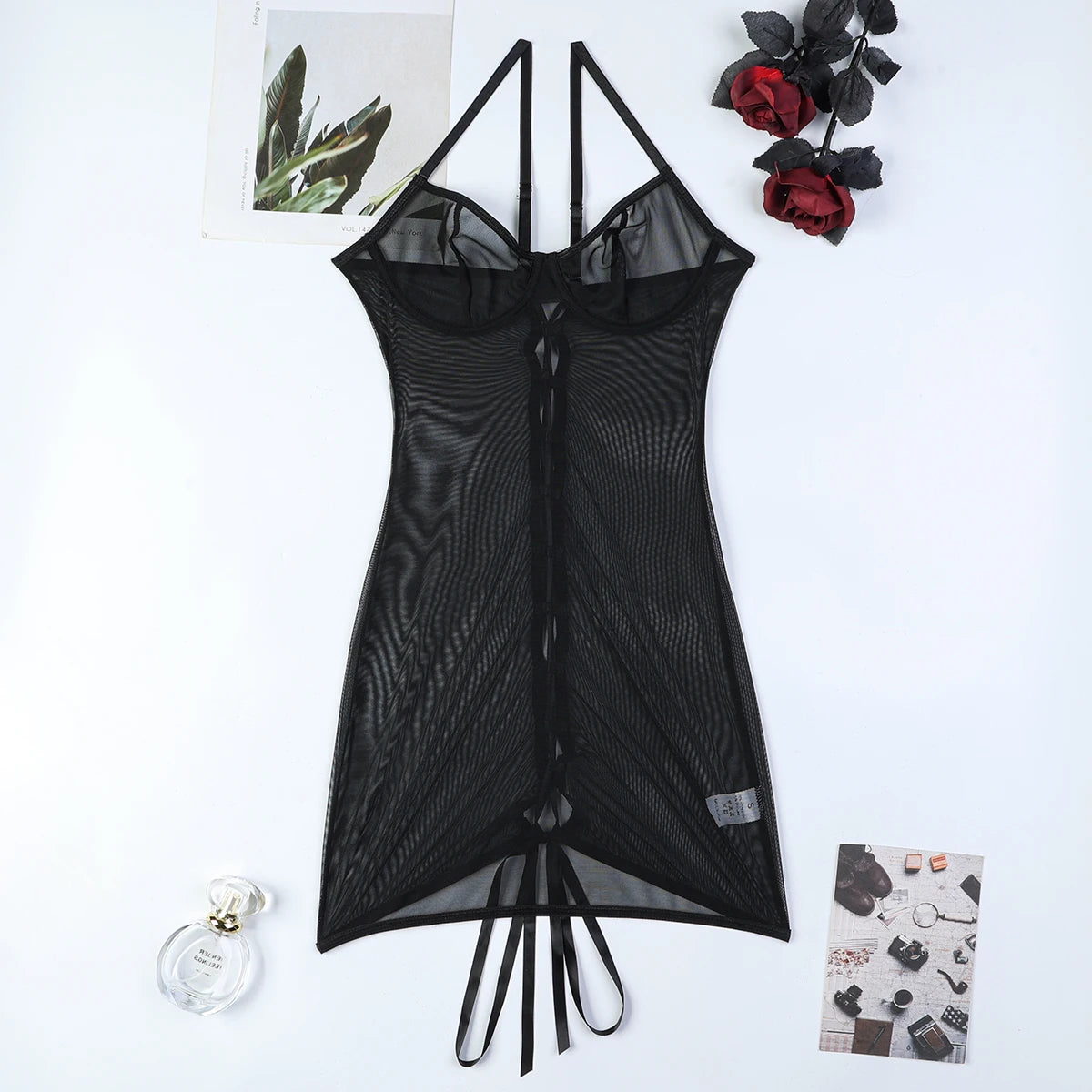 Elegant Sheer Lace Nightwear Set