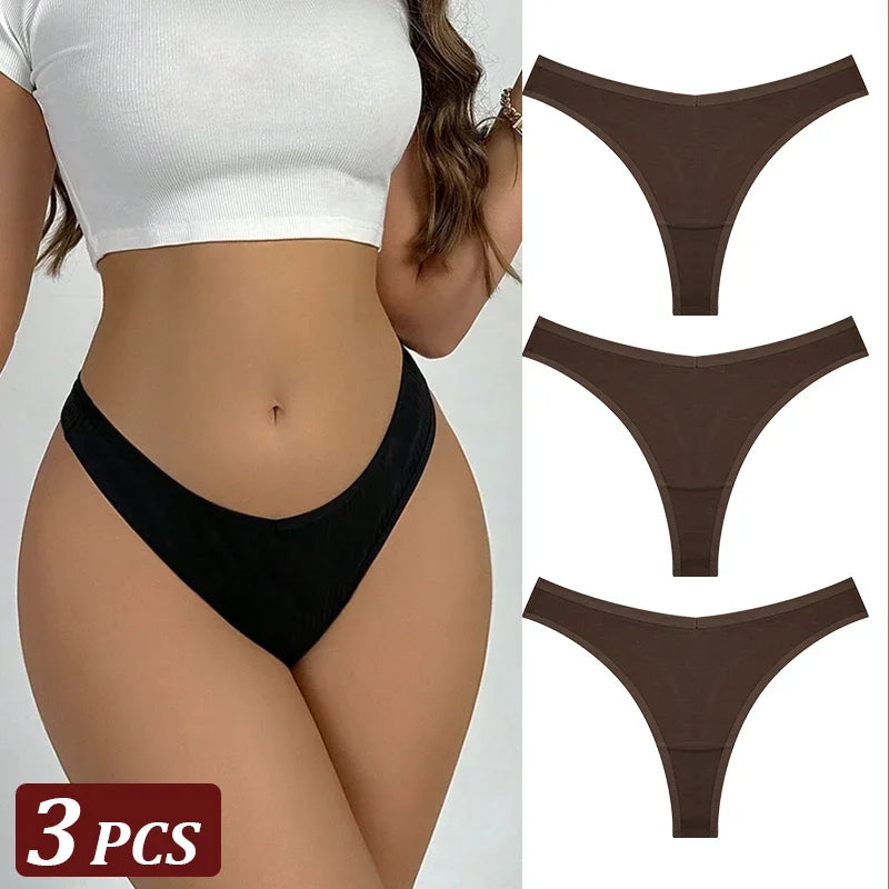 Black thong with three additional pairs on a white background