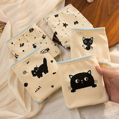 5Pcs/Set Cotton Women Girls Panties Mid Waist Briefs Fashion Print Ladies Underwear Soft Comfortable Triangle Female Lingerie