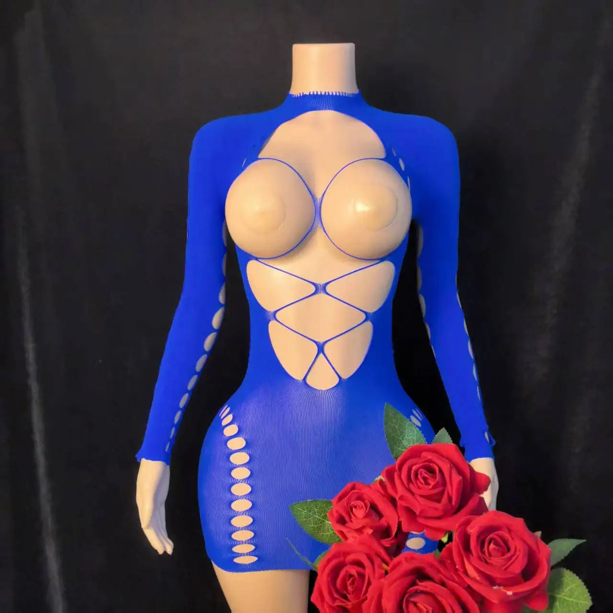 Women Hollow Cut-Out Long Sleeve Bodycon Dress