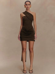 One Shoulder Backless Mini Dress