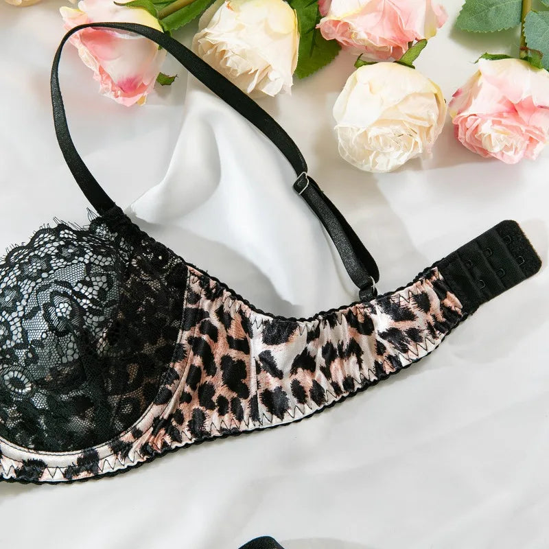 Leopard Print Lingerie Set – Lace & Mesh See-Through