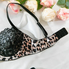 Leopard Print Lingerie Set – Lace & Mesh See-Through