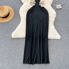 Sexy Hollow-Out Sheath Dress – Cross Halter & Backless Design