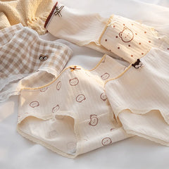 Women Cartoon Cat Print Cotton Briefs 5pcs