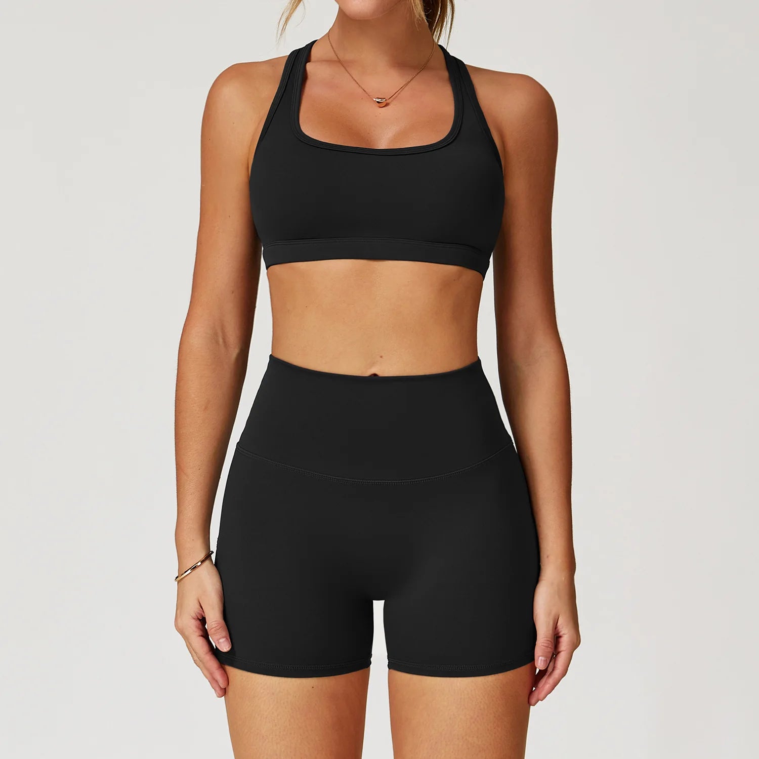 2PCS Women’s Yoga Set – Sports Bra & Shorts Fitness Outfit