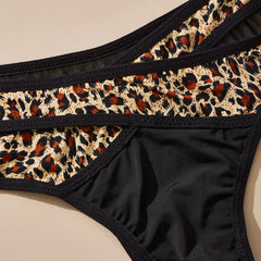 3-Piece Leopard Print Low Rise Thongs