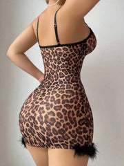 Daring Leopard Lace Mini Dress – Sexy Slim Fit Nightclub Outfit
