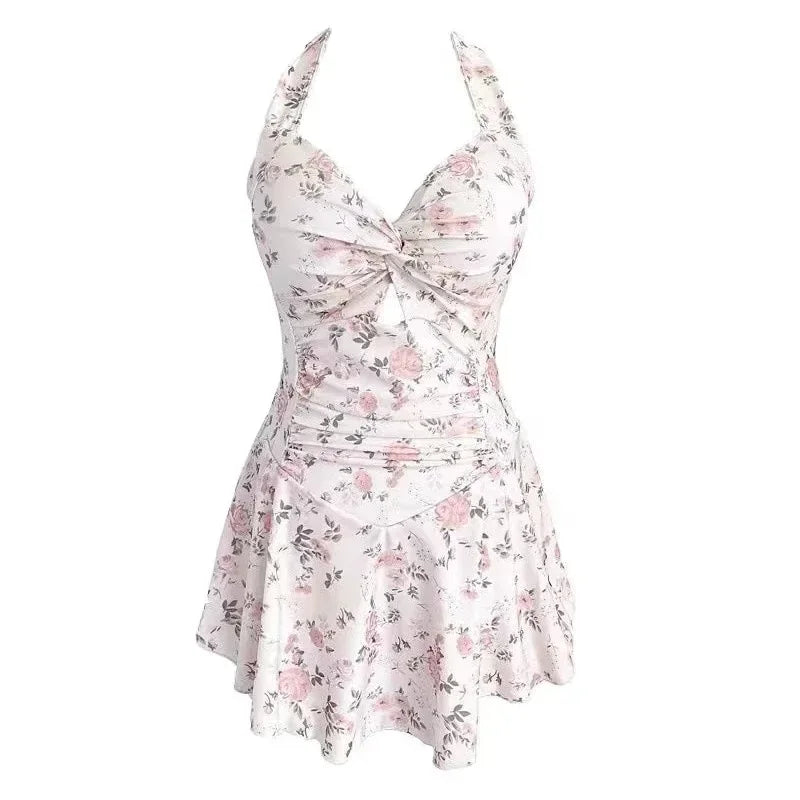 Floral dress with a white background