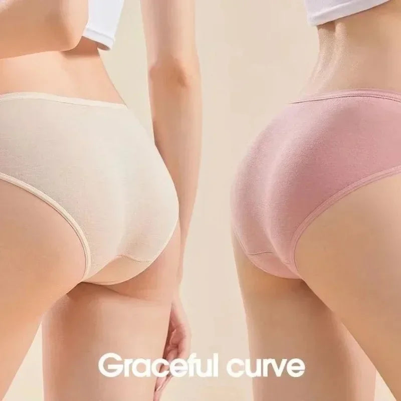 Two pairs of underwear on a plain background with 'Graceful curve' text.