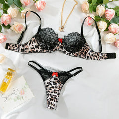 Leopard Print Lingerie Set – Lace & Mesh See-Through