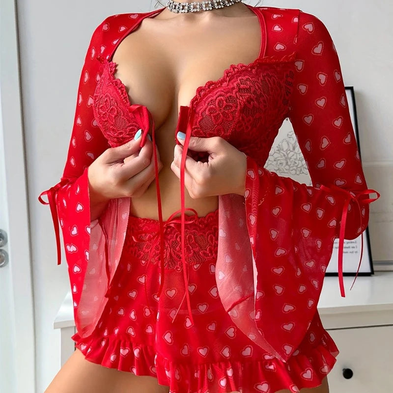 3 Piece Sexy Transparent Lingerie Set