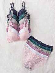 Floral Lace 6-Piece Push-Up Lingerie Set