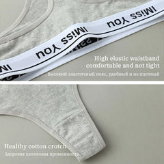 Gray tank top with a white waistband featuring 'IMISS YOU' text on a beige background.