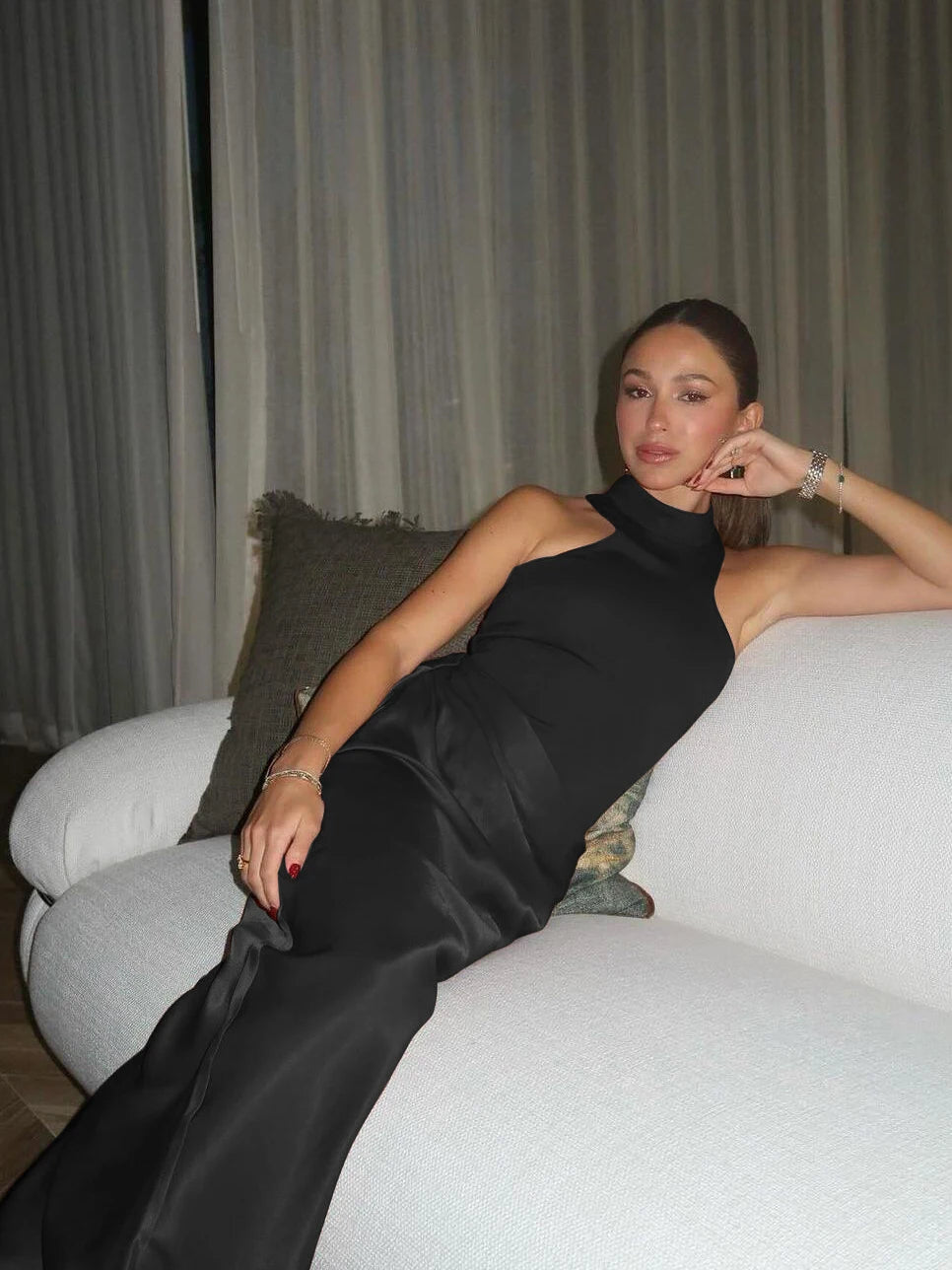 Elegant Sleeveless Satin Dress