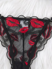 Sexy Red Lip Lingerie Set