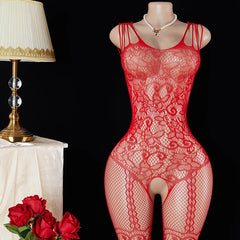 Women Floral Fishnet Full Bodystocking