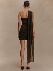 One Shoulder Backless Mini Dress