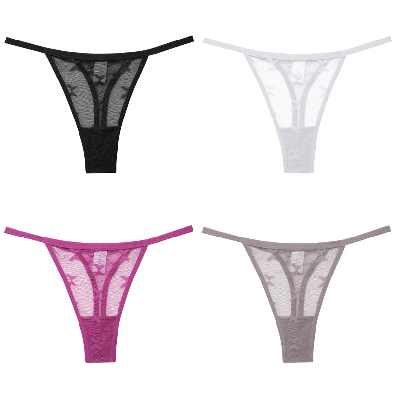 Women's Butterfly Mesh 4-Pack Thong Underwear