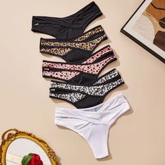 3-Piece Leopard Print Low Rise Thongs