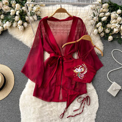 Sensual Hanfu Chiffon Robe Set