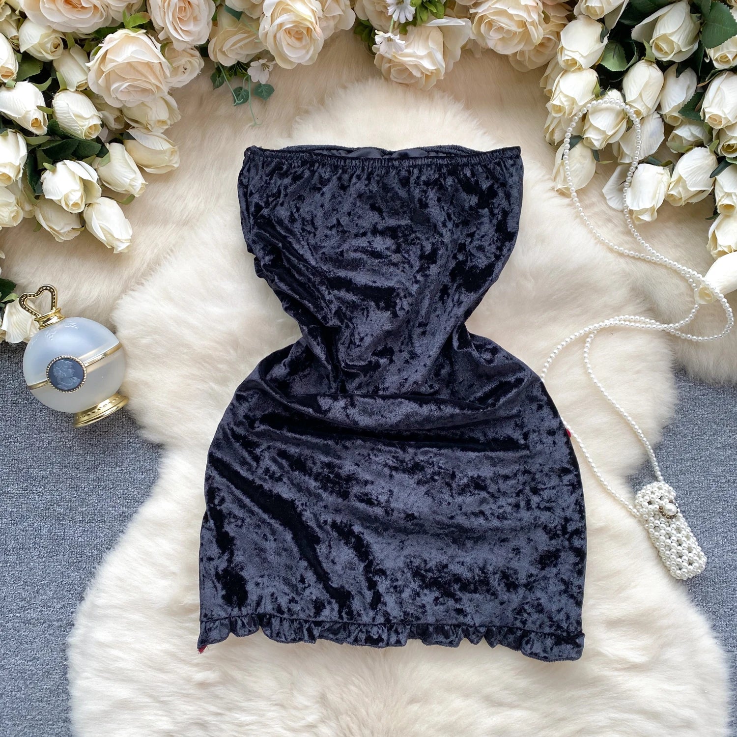 Velvet Strapless Bow Sheath Dress – New Trend