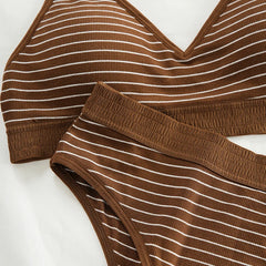 Striped Seamless High Waist Underwear Set